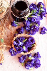 Anchan flowering water and fresh anchan flowers purple.