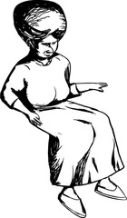 Isolated Cartoon Woman Sitting