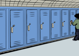 Student Opening Locker