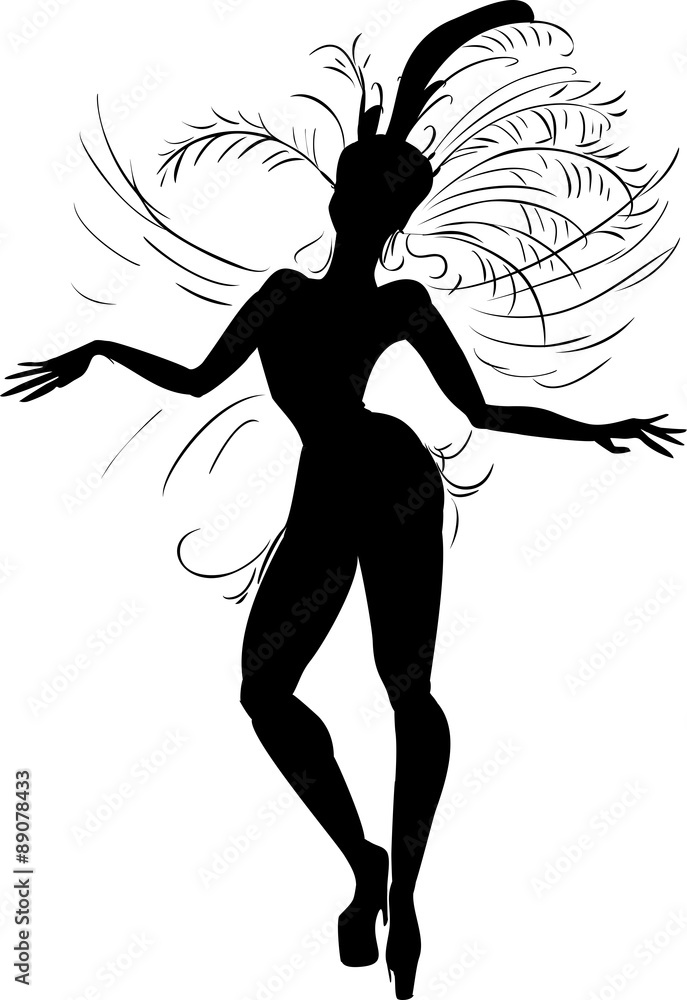 Wall mural silhouette of samba dancer