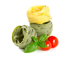 italian pasta tagliatelle isolated on white