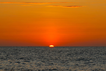 Orange sunset in the ocean