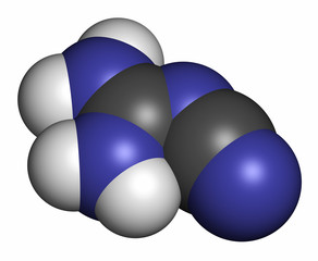 Dicyandiamide (2-cyanoguanidine, DCD) molecule. 