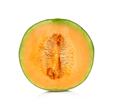 Cantaloupe melon fruit isolated on white background