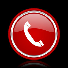 phone red glossy web icon