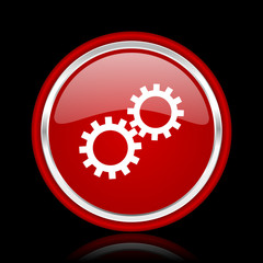 gear red glossy web icon