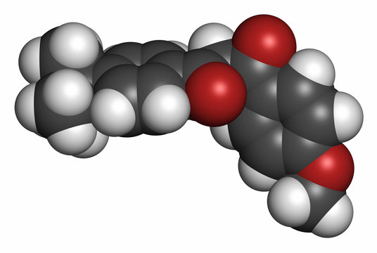 Avobenzone sunscreen molecule (UV filter). 