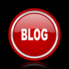 blog red glossy web icon