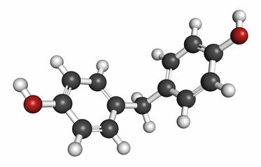Bisphenol F (BPF) molecule. Alternative for bisphenol A (BPA). 