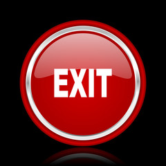 exit red glossy web icon