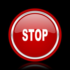 stop red glossy web icon