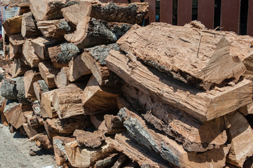 Split oak firewood fuel for the barbecue