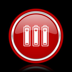 battery red glossy web icon