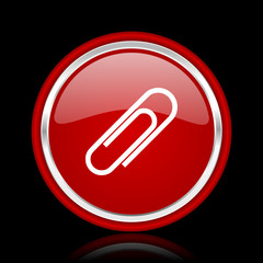 paperclip red glossy web icon