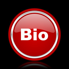 bio red glossy web icon