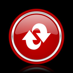rotation red glossy web icon