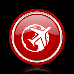 Obraz premium travel red glossy web icon