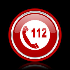 emergency call red glossy web icon