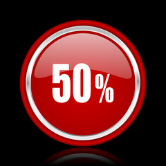 50 percent red glossy web icon