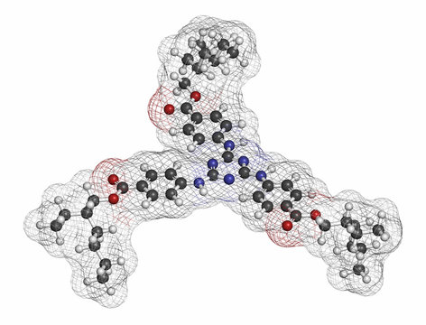 Ethylhexyl triazone sunscreen molecule (UV filter). 
