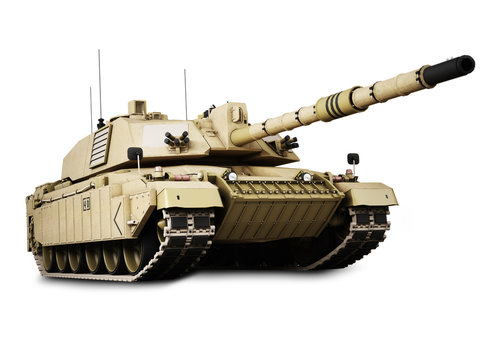 Military Armored Tank Isolated On A White Background.