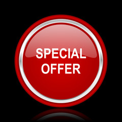 special offer red glossy web icon