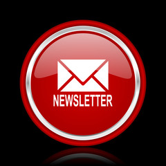 newsletter red glossy web icon