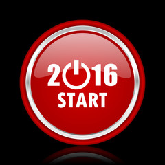 year 2016 red glossy web icon