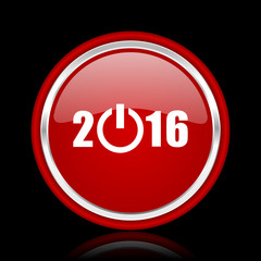 year 2016 red glossy web icon
