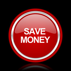 save money red glossy web icon