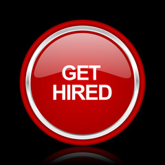 get hired red glossy web icon