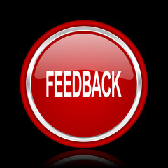 feedback red glossy web icon
