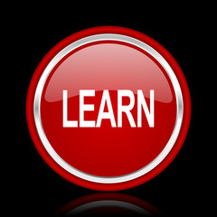 learn red glossy web icon