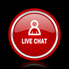 live chat red glossy web icon
