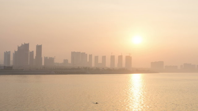 Time-lapse of sunset above Huanghai Sea