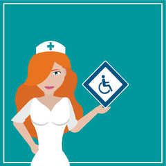 Nurse illustration over color background