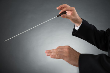 Orchestra Conductor Holding Baton