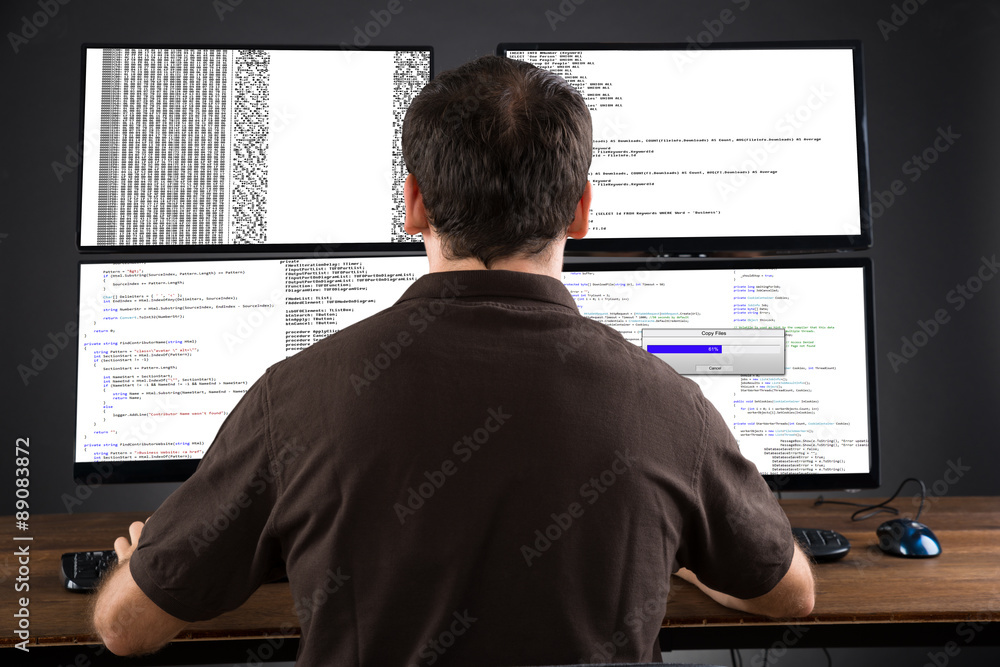 Poster Man Programming Code On Computers