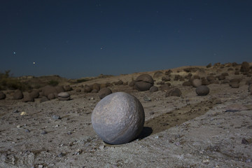 Sandstone formations in Ischigualasto at night, Argentina