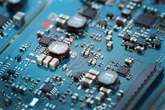 Closeup electronic circuit board.