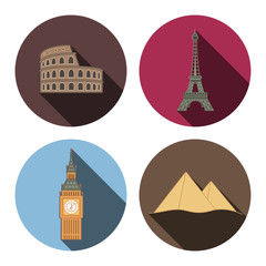 4 flat landmark icons