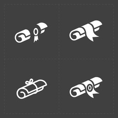 Scrolls icons with ribbon on Dark Background