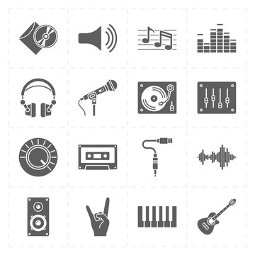 16 universal flat music icons