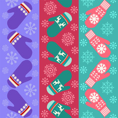  Christmas pattern with mittens - Illustration