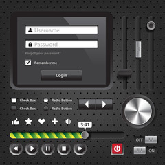 Design elements Dark User Interface Controls with login window