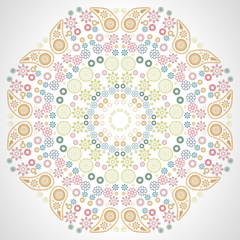 Round seamless pattern of colored flowers