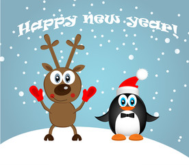 Merry Christmas Landscape. Vector  Happy New Year