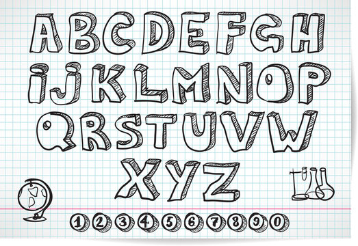 Doodle Font On Lined Sheet