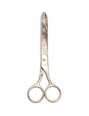 Old scissors isolated on a white background