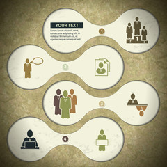 Retro style inforgraphic template with teamwork